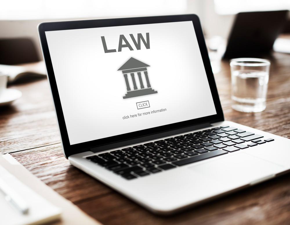 laptop with law picture on screen